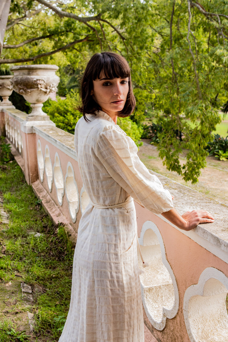 Boho white linen store dress